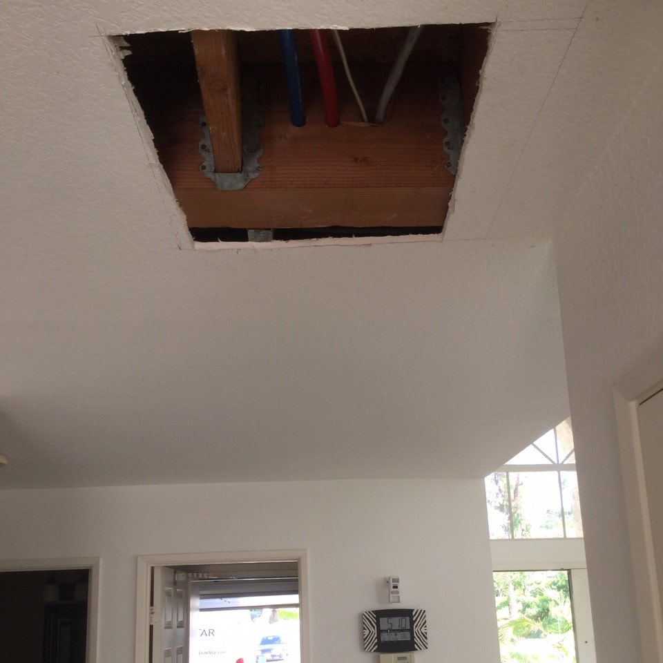 Small Cut in Ceiling for Repiping Carlsbad